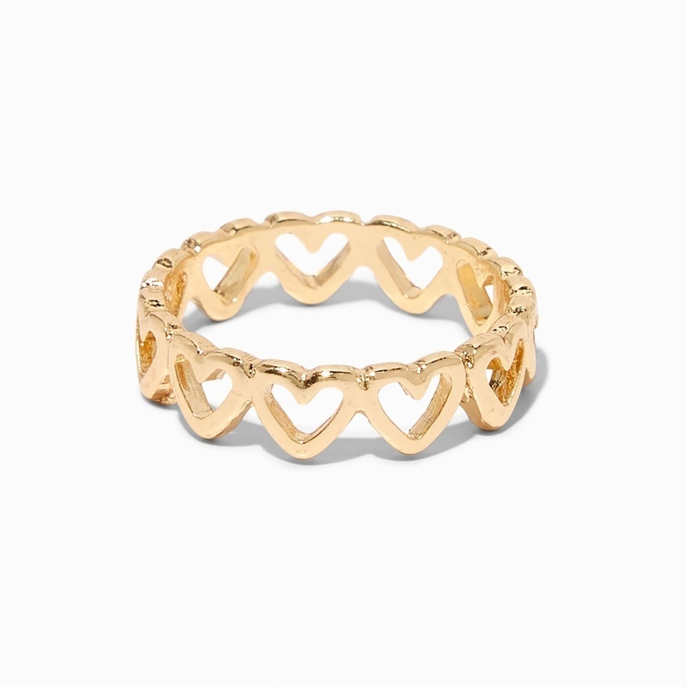 Claire's Gold-tone Open Heart Band Metal Ring, Women’s Size 6